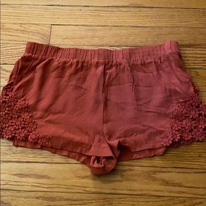Cranberry colored floral shorts